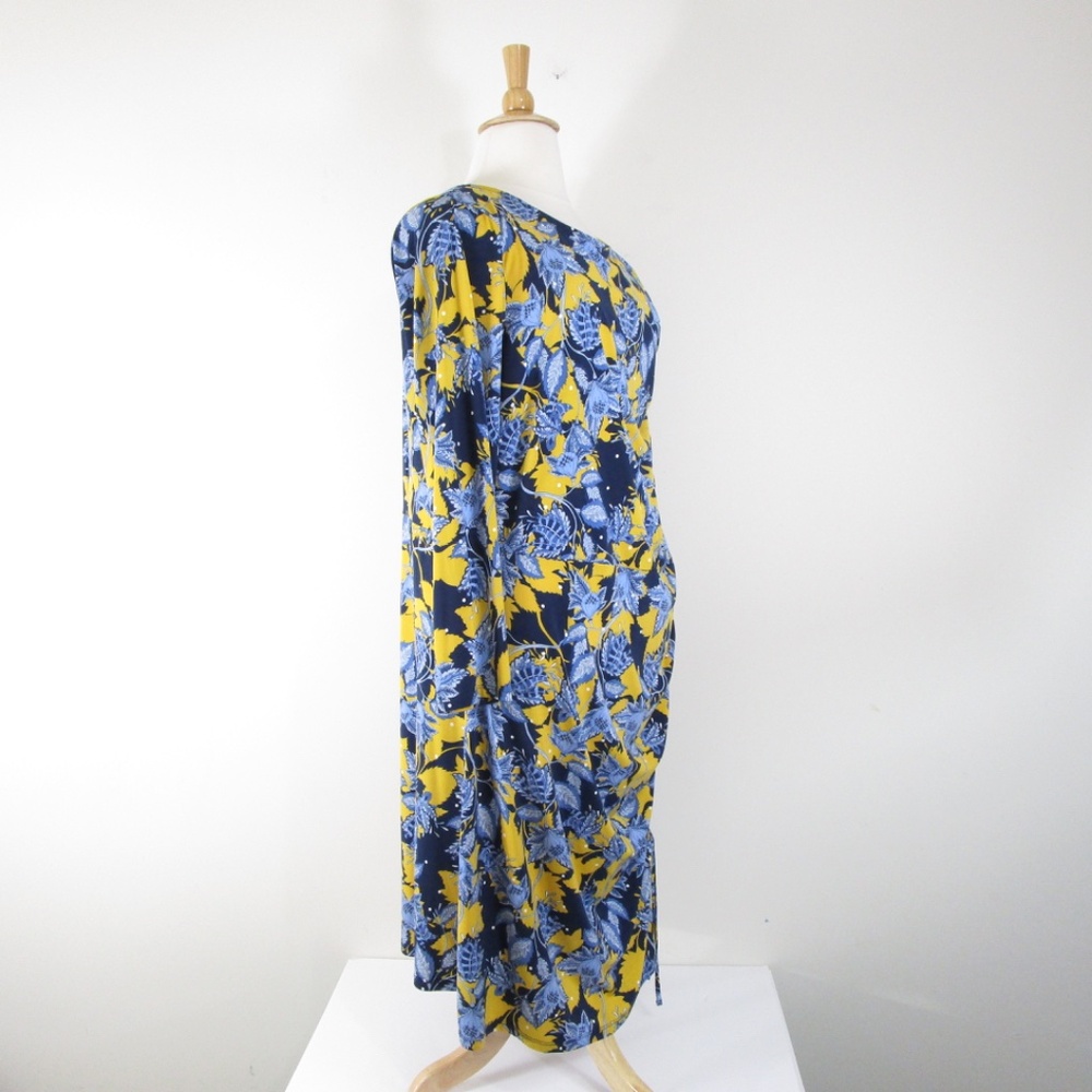 Eloquii Womens Plus Size Navy Blue Yellow Floral Shift Midi Dress Size 26 - Picture 7 of 11